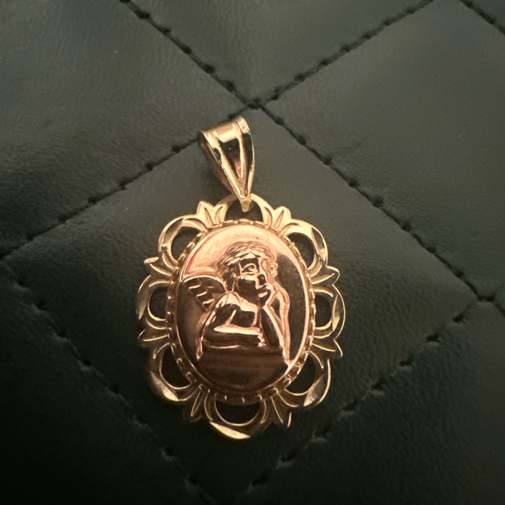14k Gold Angel Prayer Pendant